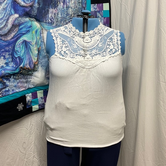 torrid Tops - Torrid White Lace Detail Blouse